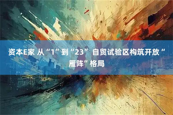 资本E家 从“1”到“23” 自贸试验区构筑开放“雁阵”格局