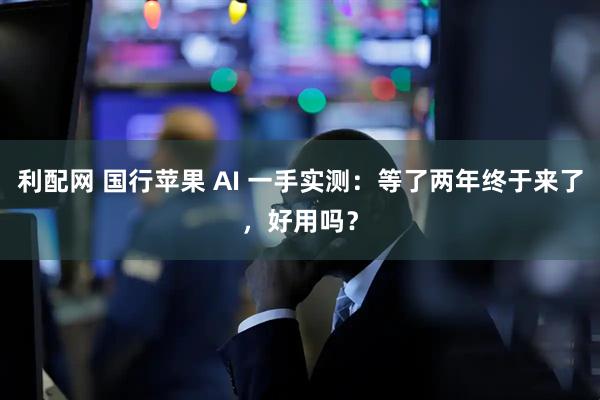 利配网 国行苹果 AI 一手实测：等了两年终于来了，好用吗？