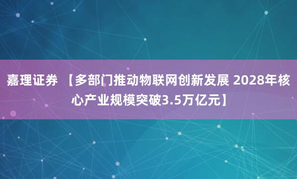 嘉理证券 【多部门推动物联网创新发展 2028年核心产业规模突破3.5万亿元】