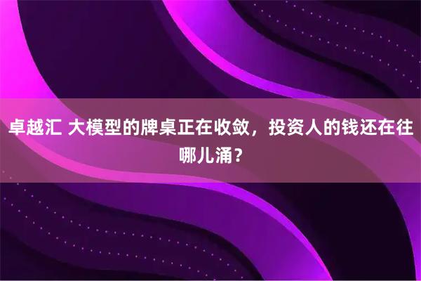 卓越汇 大模型的牌桌正在收敛，投资人的钱还在往哪儿涌？